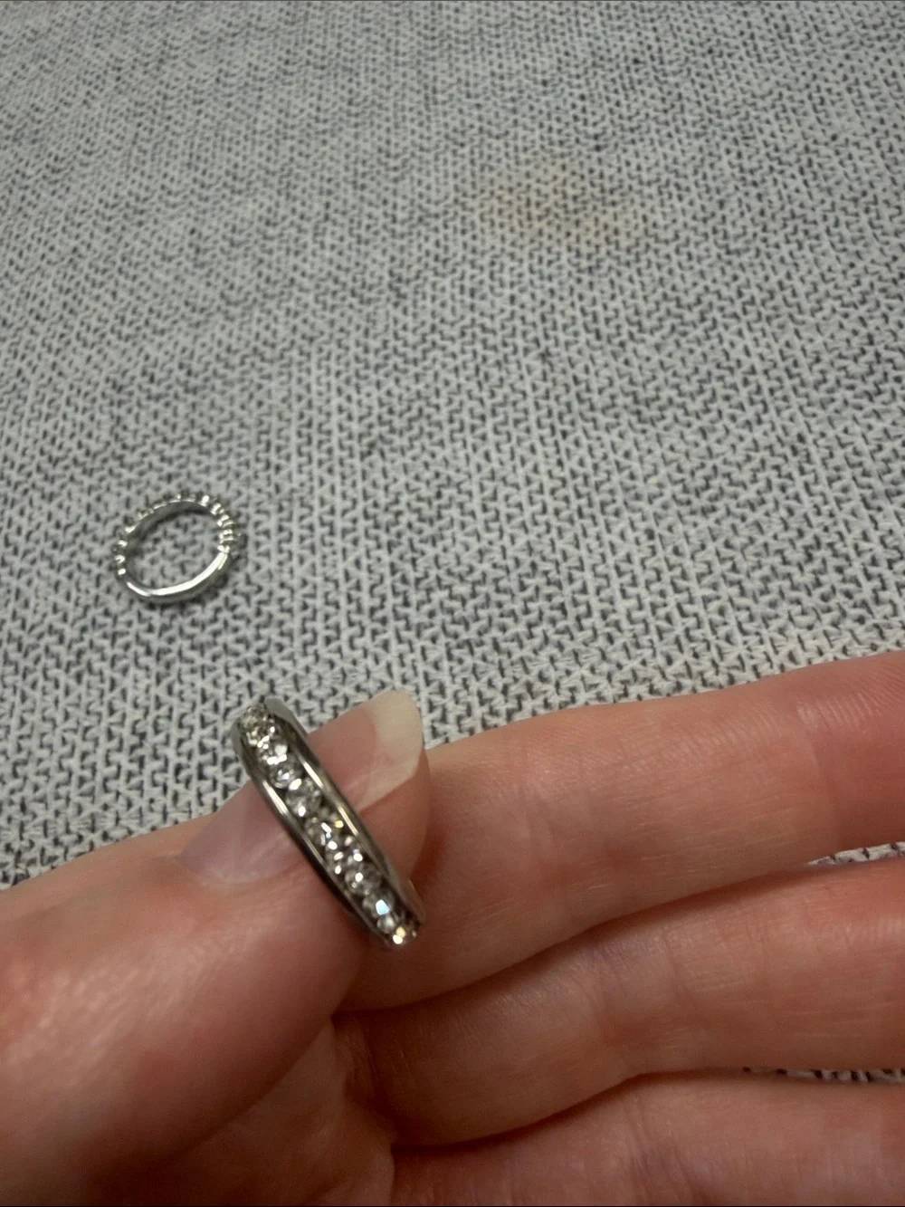 Silver Crystal Eternity Band Ring - Unbranded. Titanium metal.  Size 5.